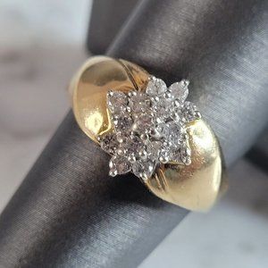 Womens Vintage Estate 14K Yellow Gold Diamond Ring 6.7g E3587